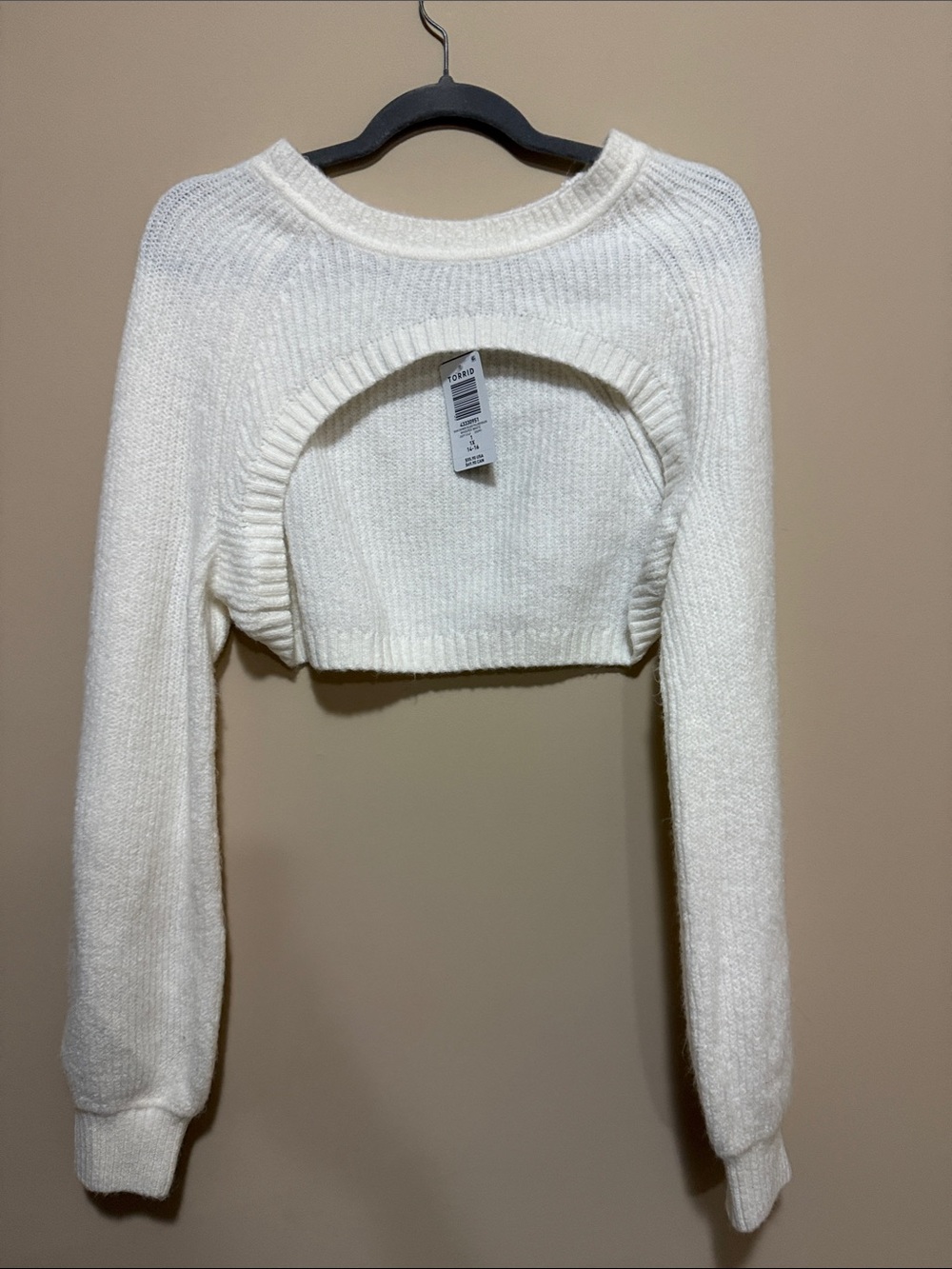 torrid Cream Cropped Open-Back Sweater Shrug